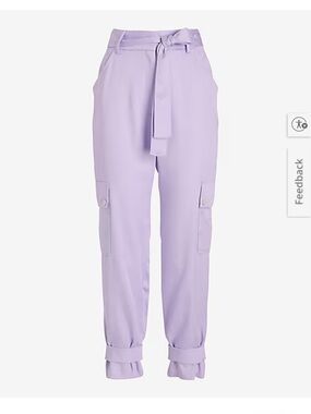 Express Lavender Tie-Waist Cargo Joggers Size 2 Short .